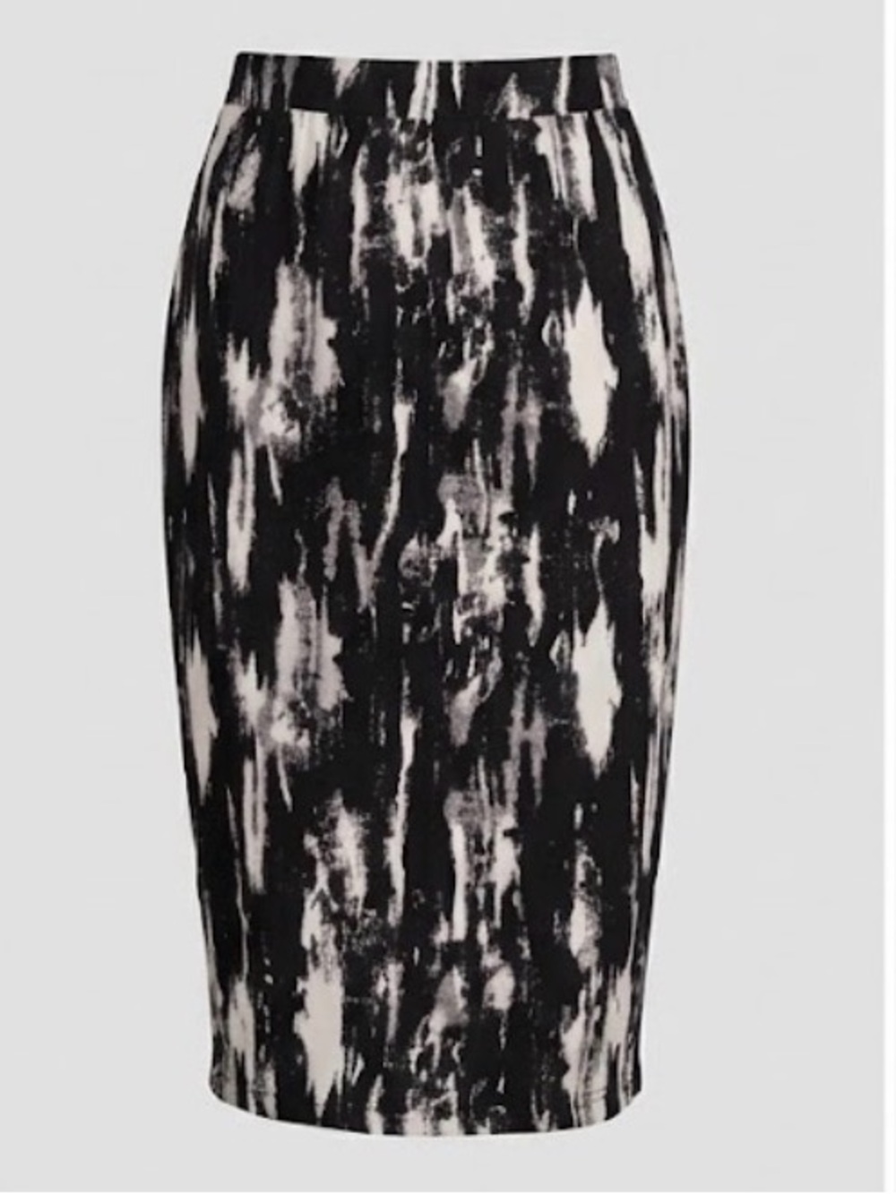 French Laundry Black & White Abstract Midi Pencil Skirt